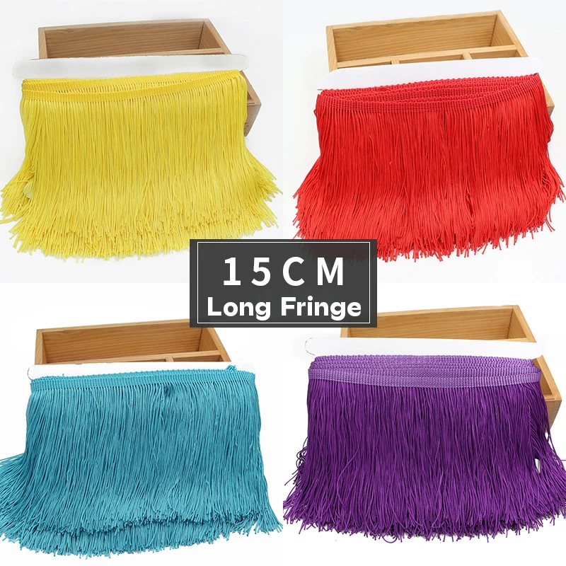 

15cm Polyester Tassel Fringe Trim for Stage Costume Curtain Ethnic Clothing Decoration Lace Latin Dance Decor DIY Craft Supplies