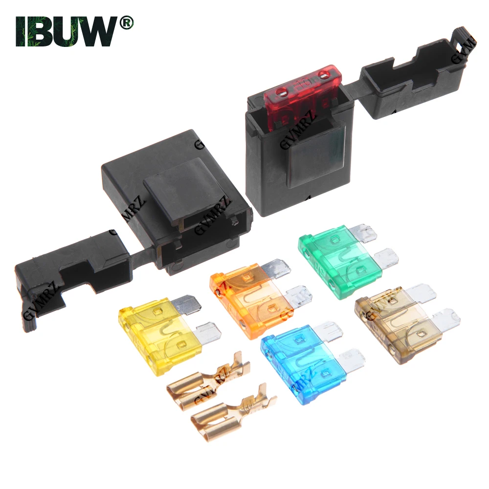 5Set 1A 2A 3A 4A 5A 7.5A  Fuse Holder with Crimp Terminal Middle Fuse for Car Auto Connector 25A 30A 35A 40A 45A 50A 10A 15A 20A