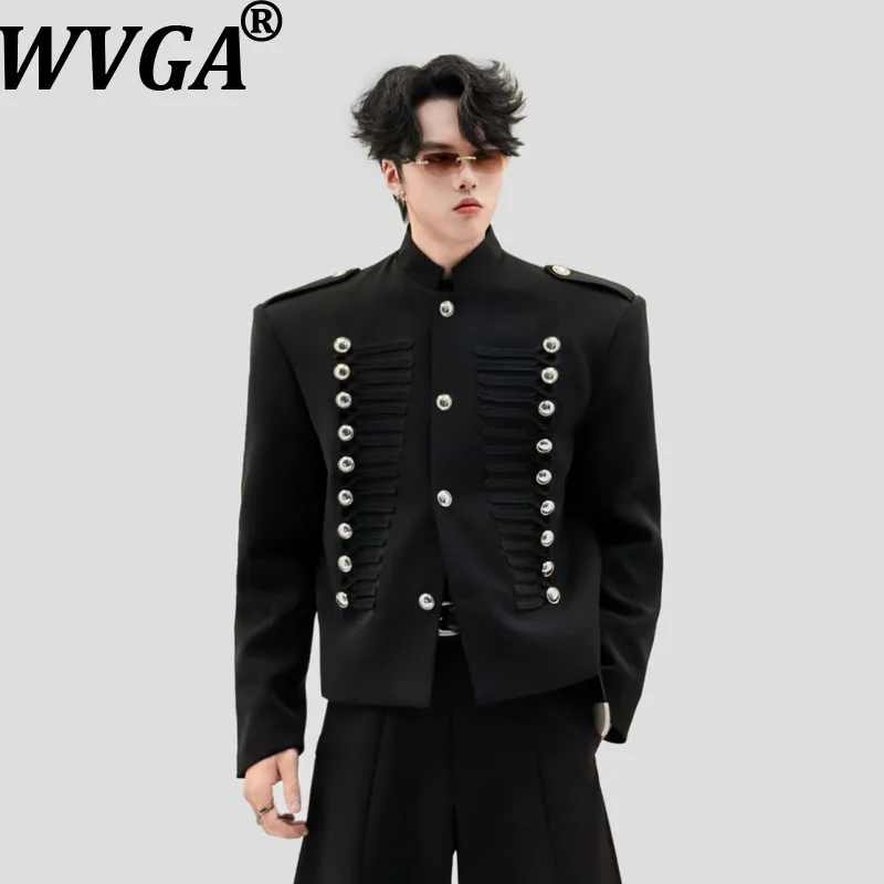 WVGA Spring Autumn New Men's Braided Embroidered Trendy Stand Collar Jacket High-End Padded Shoulder Niche Chic Coats Ins W28432