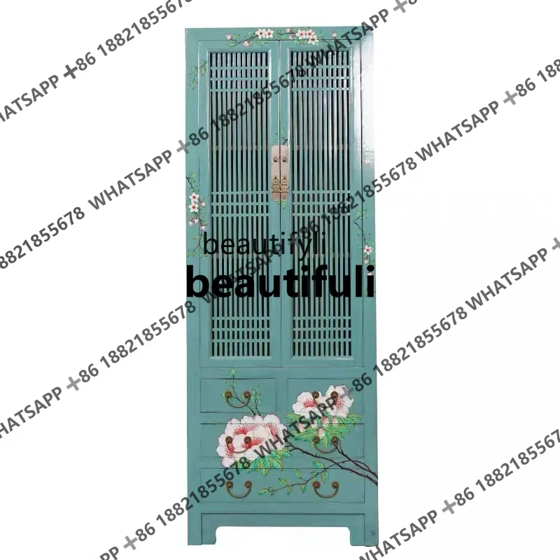 New Chinese hotel clubhouse overall retro solid wood wardrobe home bedroom storage storage high cabinet