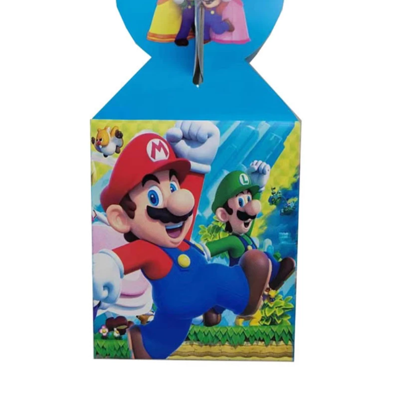 Caja de palomitas de maíz de Super Mario Bros, decoración de fiesta de Anime para niños, cajas de aperitivos y dulces, decoraciones para fiesta de cumpleaños y Baby Shower de dibujos animados, 6 uds.