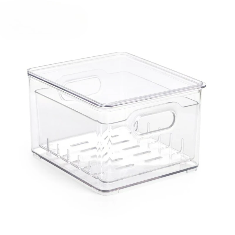 Plastic Pull-Out Colander Bin with Removable Drainage Tray, Small, Clear, A Practical Choice for Storage and Transport