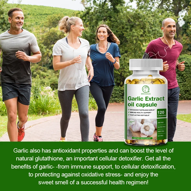 BBEEAAUU No Odor Garlic Extract Capsules for 10mg Soft Gel Promotes Healthy Cholesterol Level and Immune System Support