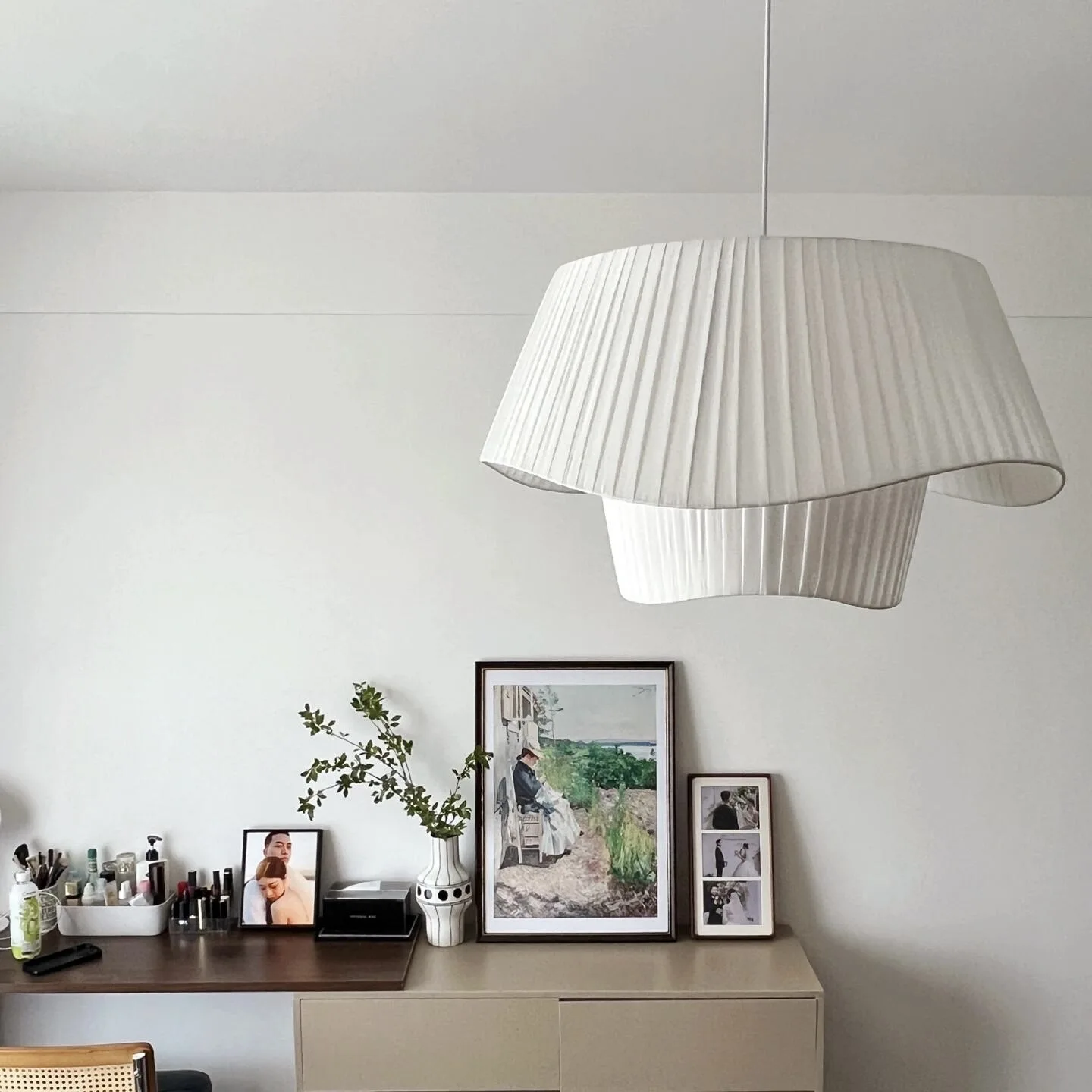 

Modern Cream Style Restaurant Chandelier B&B Bedroom Fabric Pendant Light