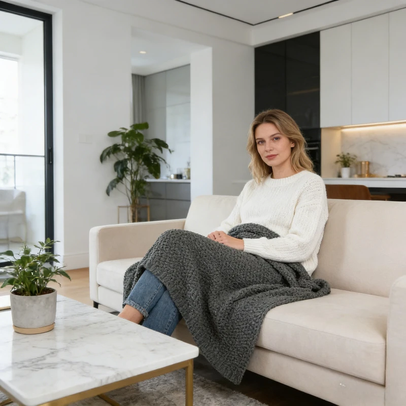 

Office Air Conditioner Nap Throw Sofa Wool Blanket New Nordic Style Fringe Knit Blanket