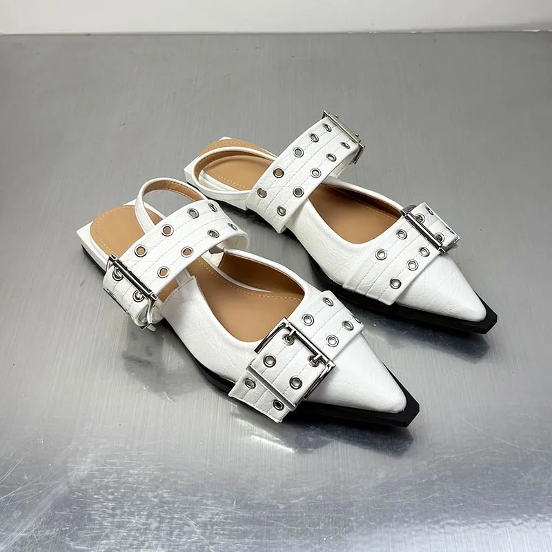 2026 Luxury Flats Shoes For Ladies Fashion Female Slingback Buckle Pointed Toe Women Flats With Shoes Slip On Footwear Big Size