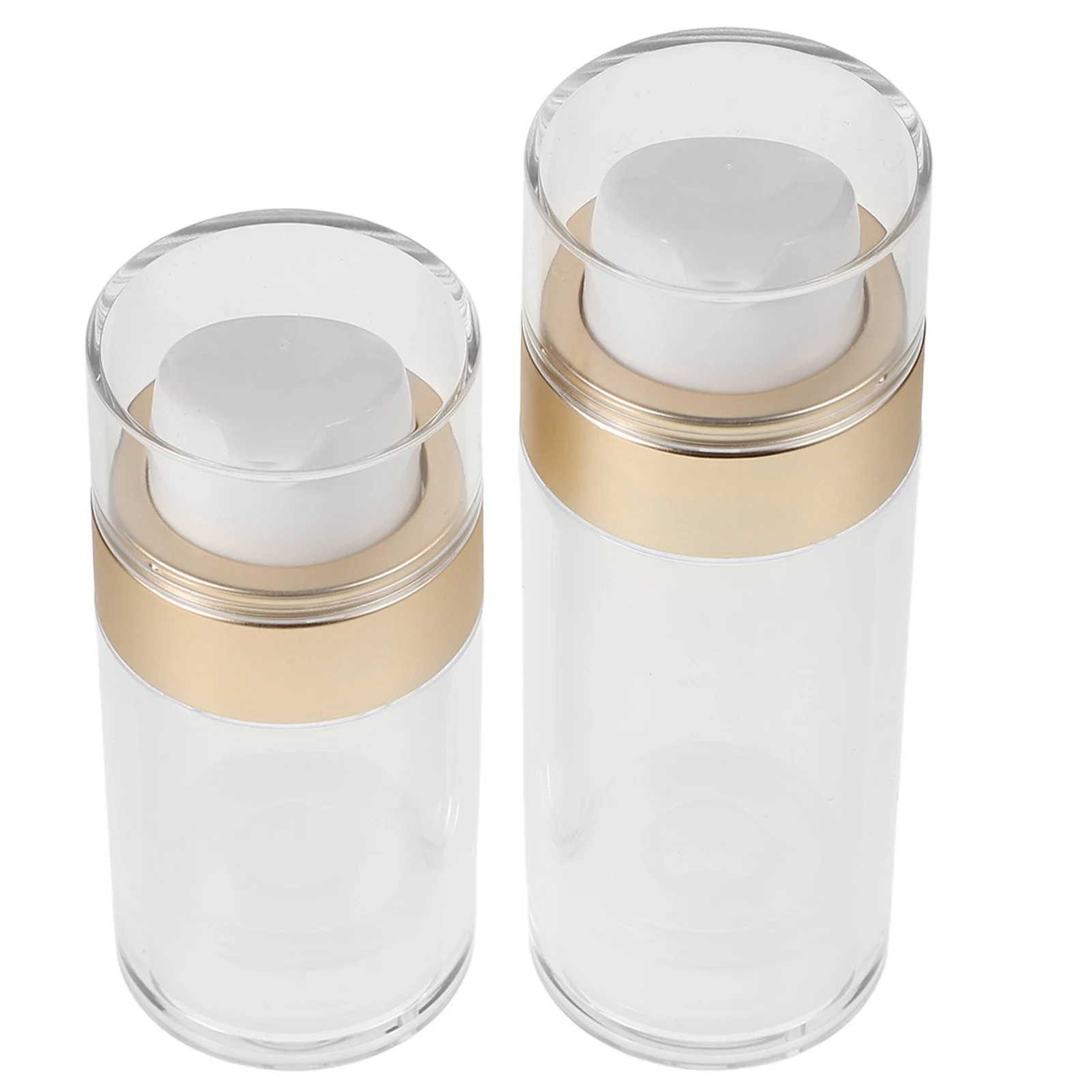 

2PCS Vacuum Bottles 30ml 50ml Transparent Dull Gold Travel Size Containers Airless Pump Refillable Moisturizer Dispenser