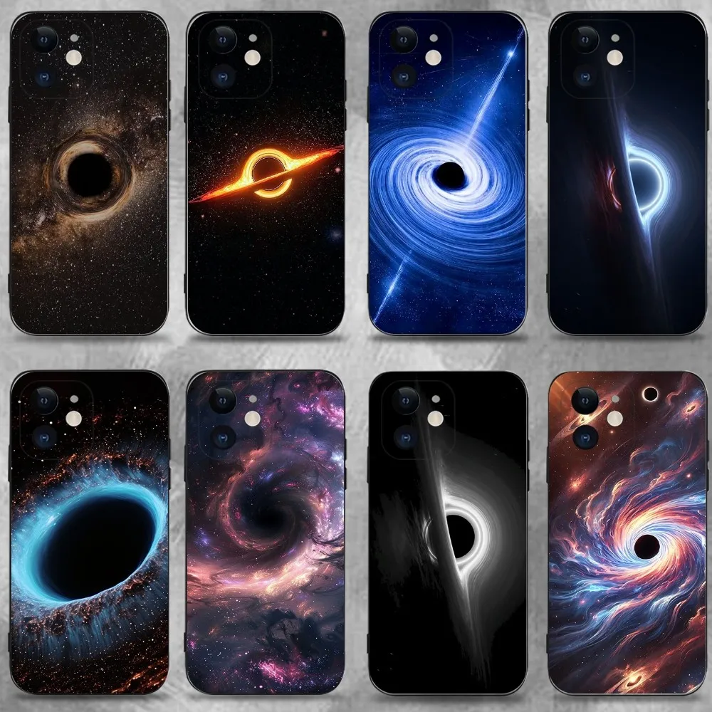 

Universe Space Black Hole Phone Case For iPhone16,15,14,13,12,11 Plus,Pro Max,XS,X,XR,SE,Mini,8,7,Soft Silicone Black Cover