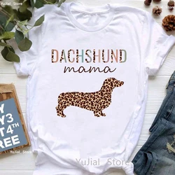 Leopard Dachshund Dog Graphic Print T Shirt Women Clothes 2024 Kawaii Beagle/Chihuahua Tshirt Femme Harajuku Shirt Streetwear