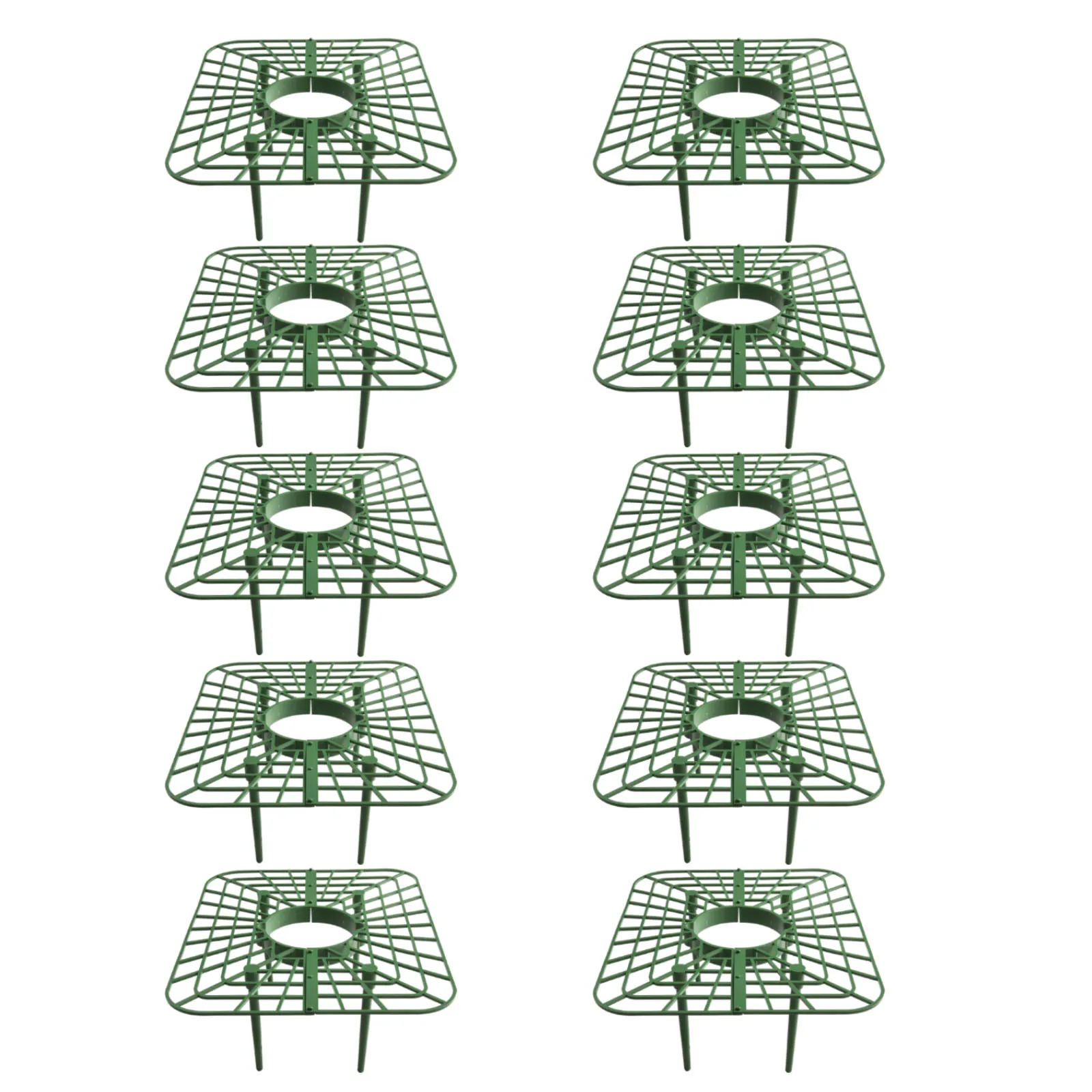 Strawberry Support System with Square Geometry and Four-Sided Foot Layout to Distribute Weight Evenly Around Plant Base