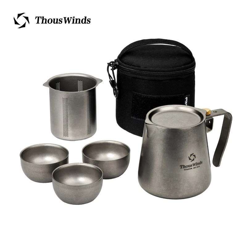 Thous Winds Tea Ceremony Titanium Outdoor Camping Tableware Set Coffee Pot Tea Kettle for BC Solo Camping Hiking Picnic Supplies