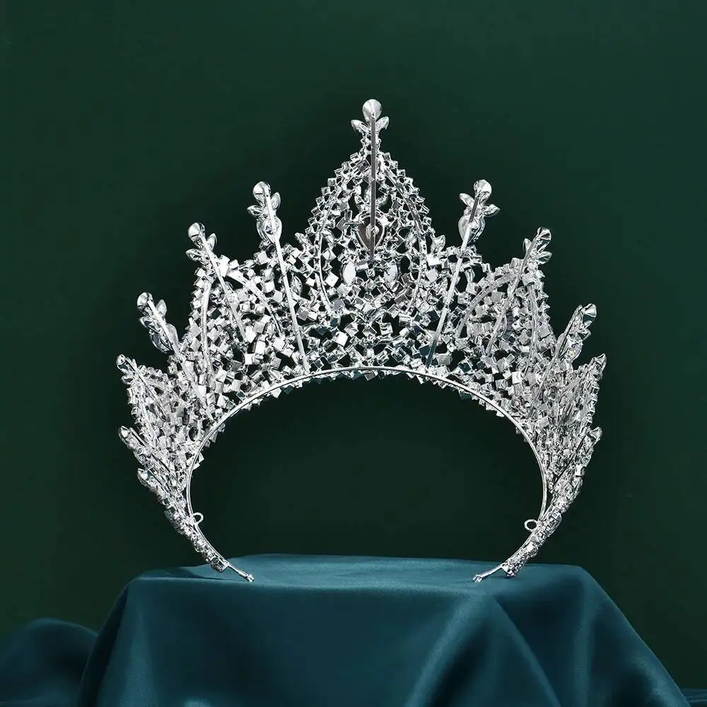 Miss Universe Big Cubic Zirconia Silver Bridal Tiaras Crystal Crowns Women Jewelry Pageant Diadem Wedding Hair Accessories