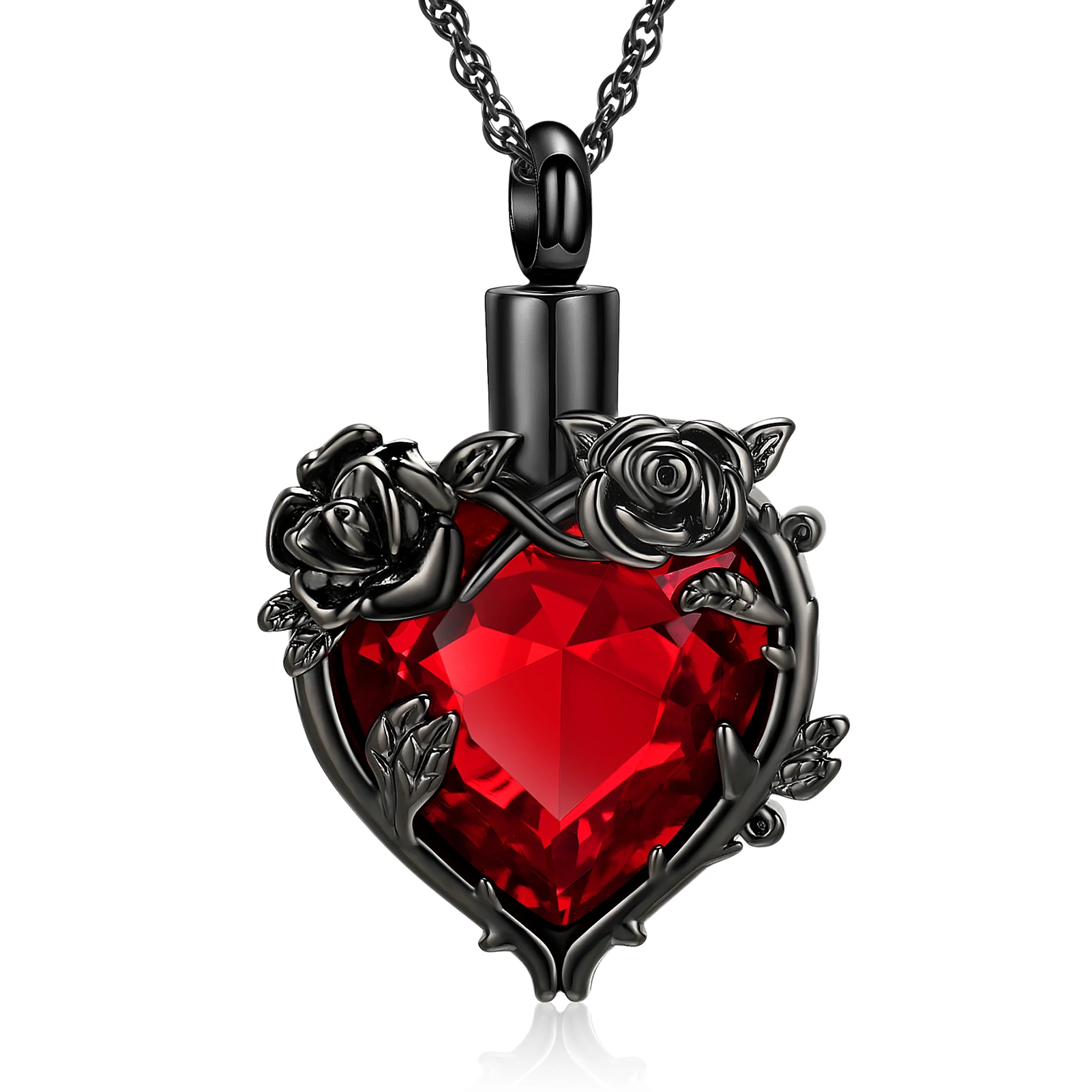 Rose Flower Heart Urn Necklace for Ashes for Women Men Cremation Jewelry Keepsake Memorial Human Pendant