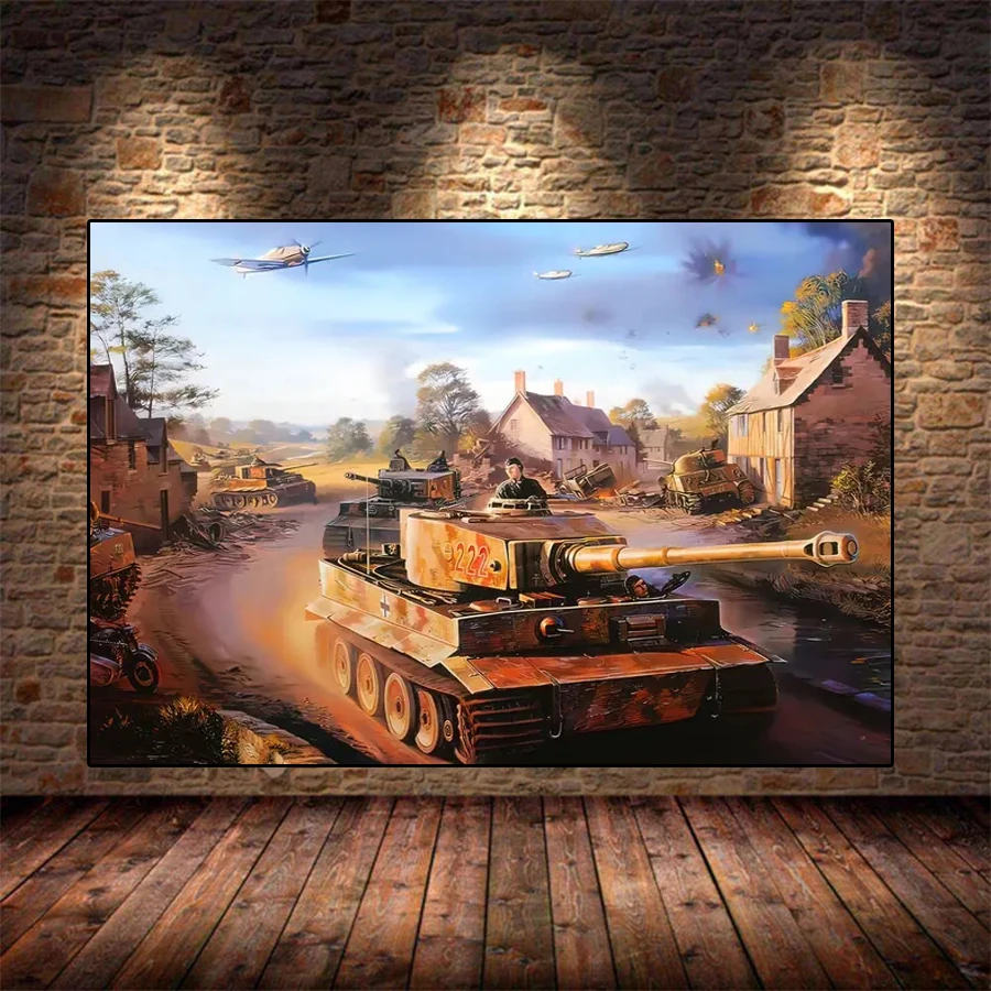 Diamond Painting Military Tanks World War II Tank Armor Weapon Full Drill DIY Diamond Cross Stitch Mosaic Home Decor