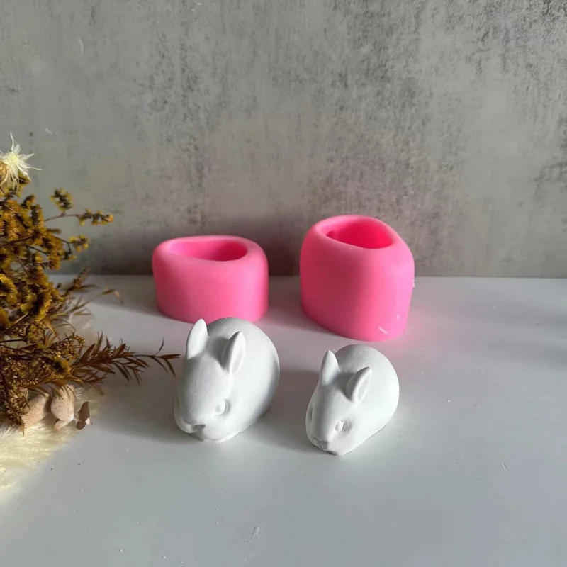 Big Bunny Silicone Mold 3D Cute Rabbit Plaster Cake Candle Mould