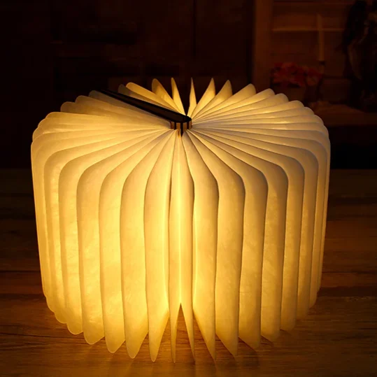 Three Color Eye Protection Lighting Table Lamp LED Wood Carving Gift Book Light Folding Flip Page Small Night Light