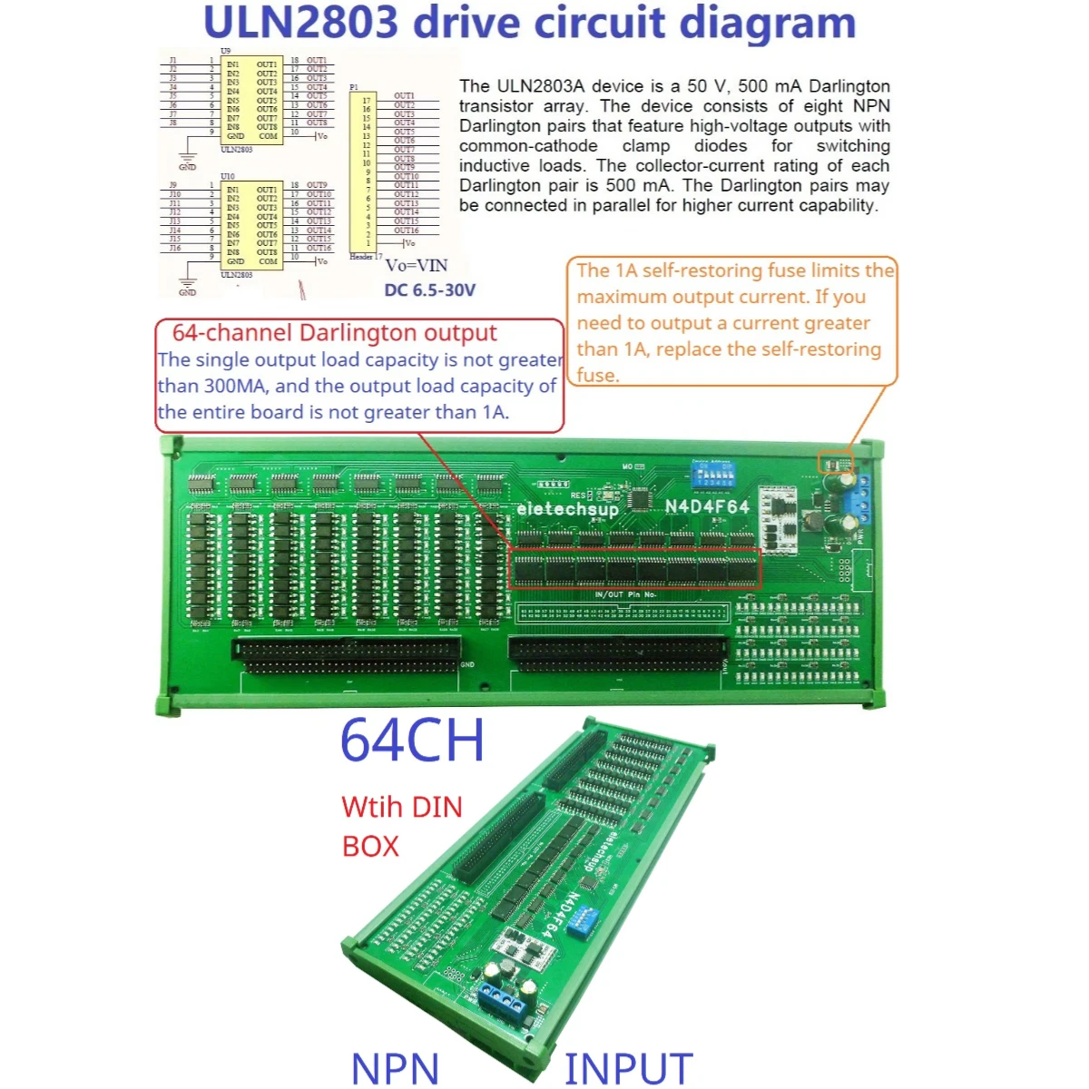 DC 12V 24V 64DI-64DO RS485 Modbus RTU Isolate Communication PLC IO Expansion Board Digital Switch Quantity NPN Input Output Port