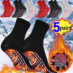 1/5Pairs Unisex Winter Warm Self-Heating Health Socks Pain Relief Outdoor Anti-Cold Therapy Magnetic Thermal Stockings Hosiery