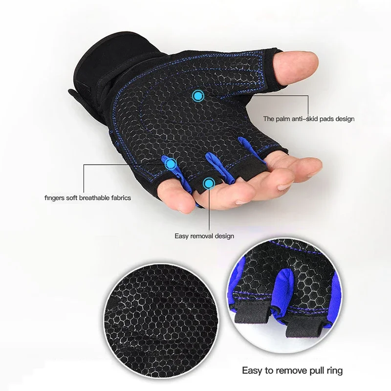 Guantes de gimnasio para hombres y mujeres, muñequera de Fitness para levantamiento de pesas, entrenamiento de culturismo, ejercicio deportivo, guante de ciclismo a prueba de golpes