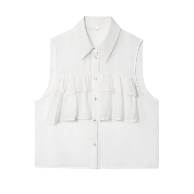 

Women's Faion Transparent Decorative Top Layered Design Summer New Arrival Polyester Fiber Svel Flip Collar irt