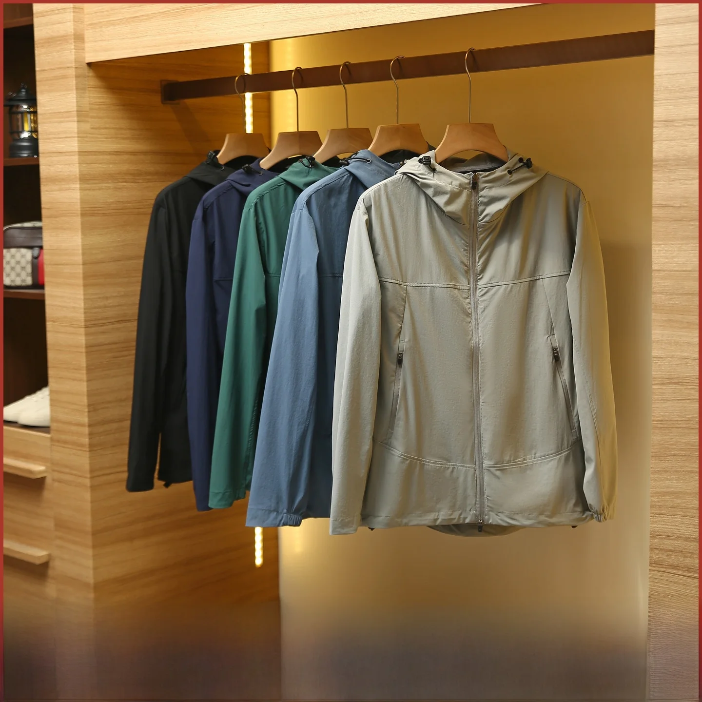 

Casual Outdoor Hooded Jaet Lightweight Four-Way Stretch Autumn Spring Youth ular Stand Fit Long Sve Coat for Couples