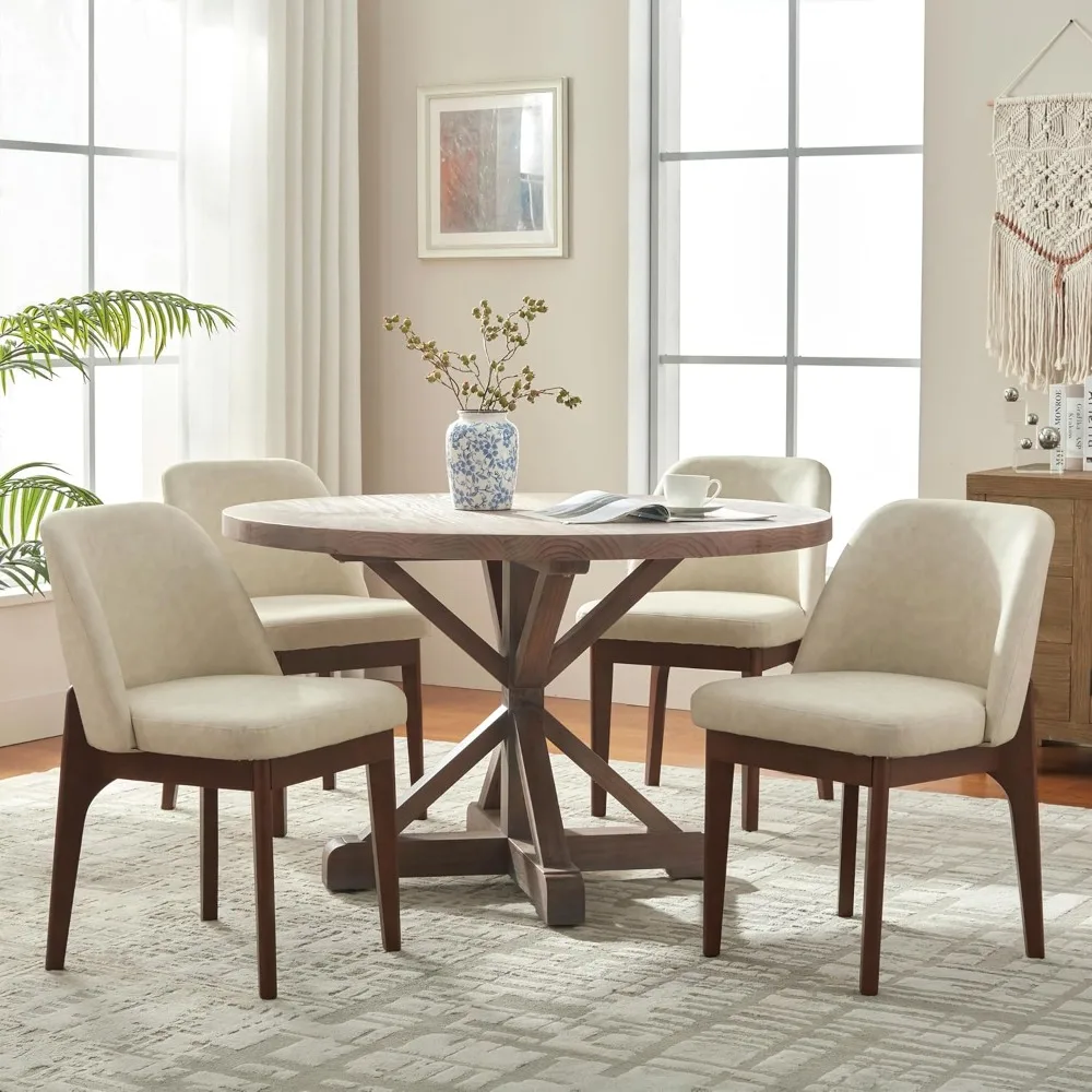 

A Set of 4 Dining Chairs,faux Leather Kitchen Chairs with Wooden Legs, and Cushioned Side Chairs for The Kitchen and Dining Area