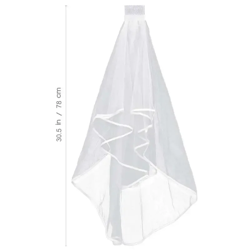 Voile de Patients Court et Simple en Tulle avec Peigne pour Femme, Idéal pour Mariage, ixd'Enterrement de Vie de Jeune Fille et Bal de Promo