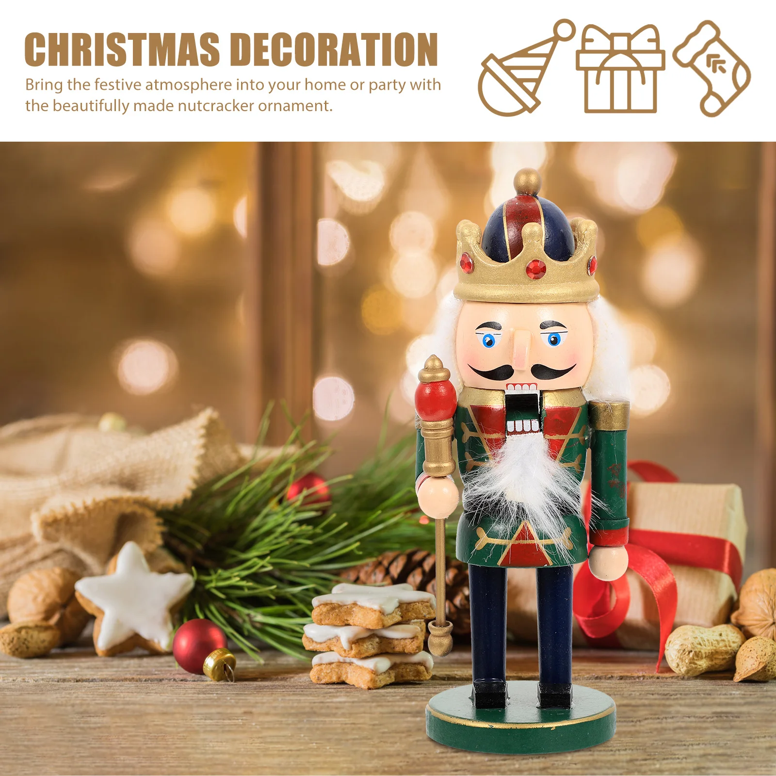

Christmas Nutcracker Decor Wooden Soldier Tabletop Craft Xmas Ornament Home Decoration Wood Xmas Nutcrackers Window Decor