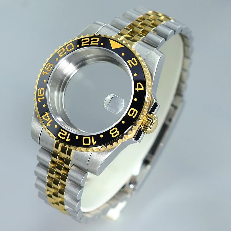 

40MM Silver Gold Watch Case Top Waterproof Sapphire Crysta for NH34 NH35 NH36 NH38 ETA 2824 Miyota 8215 Movement GMT SUB Yacht