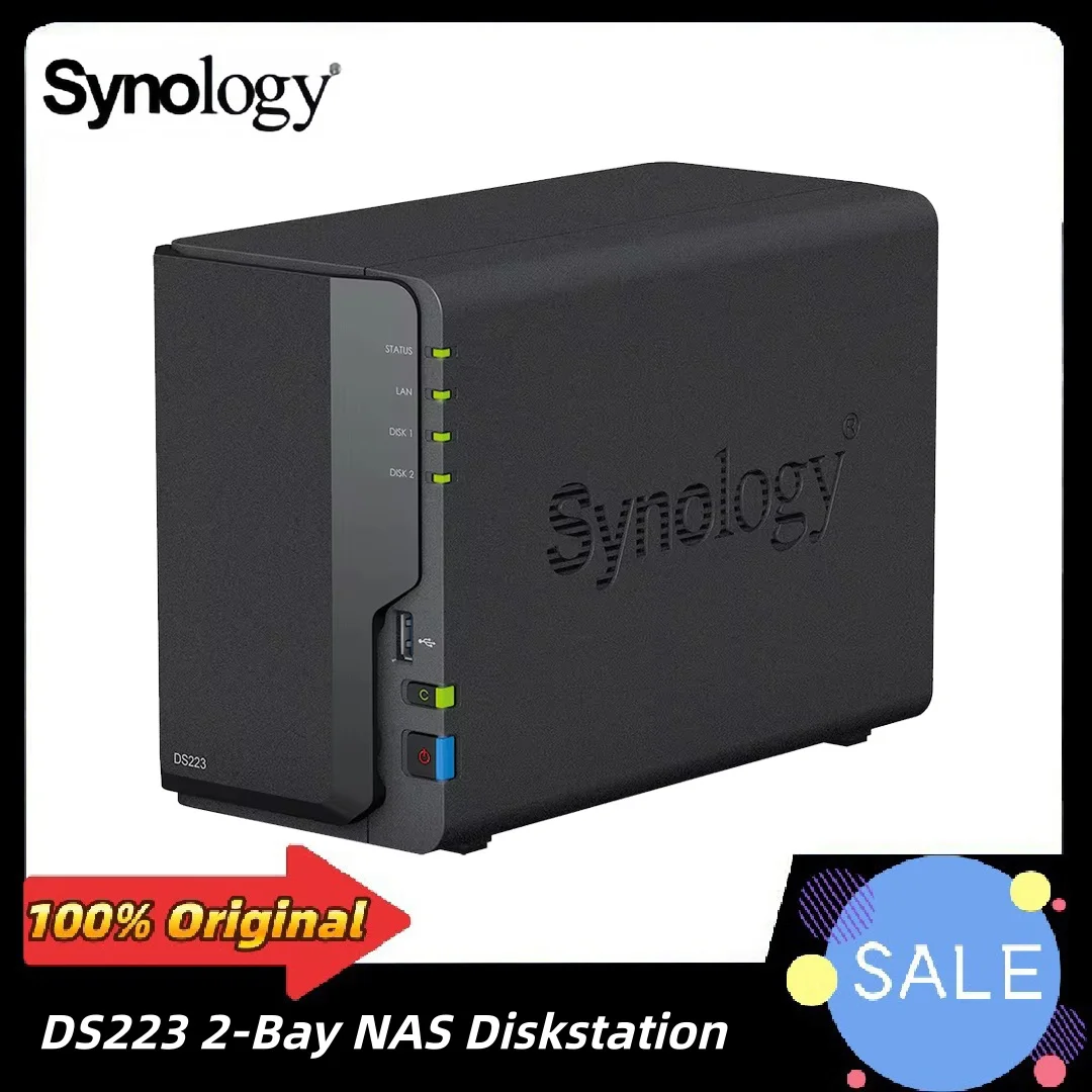 DS223 2-Bay Diskstation NAS Synology (Realtek RTD1619B Quad-Core 2GB Ram 1xRJ-45 1GbE LAN Port) NAS Network Storage (Diskless)