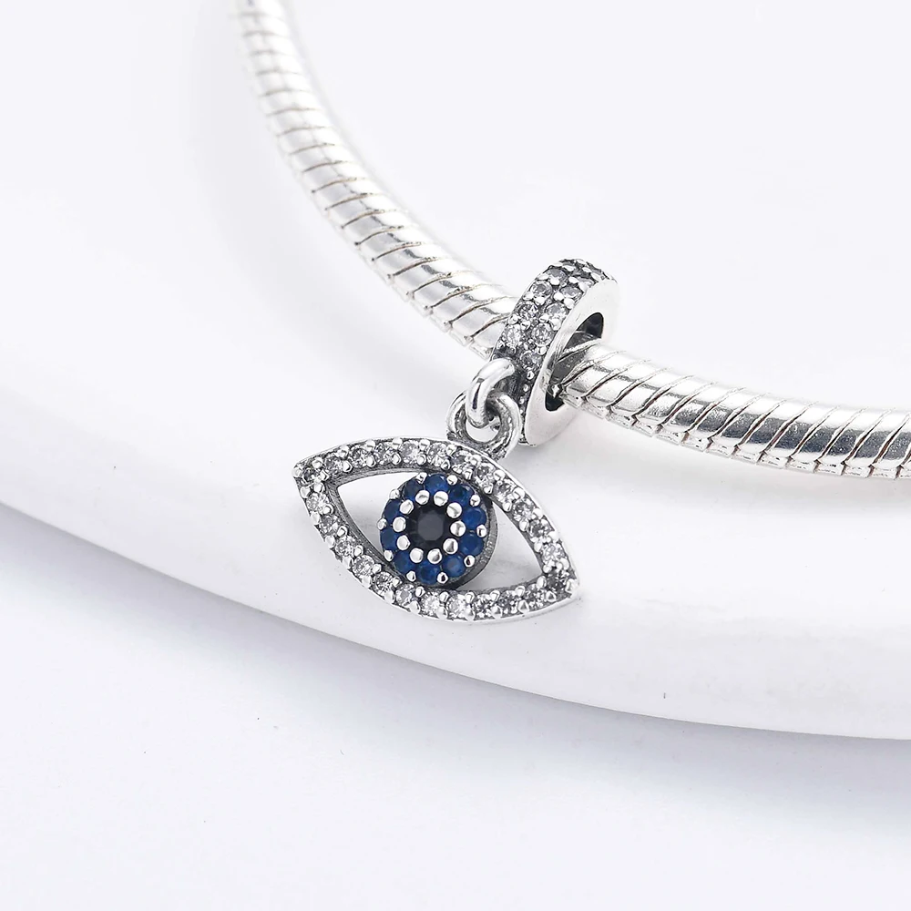 New Hot Sales 925 Silver Evil Eye Nazar Charms Hamsa Hand Beads Fit Pendant  Bracelet Dangle for Women DIY Fine Jewelry Making