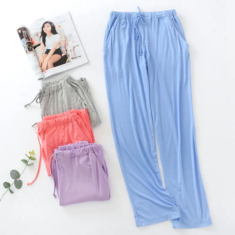 Summer women\'s trousers modal thin spring and autumn pajamas home pants loose large size sports stretch can be worn outside