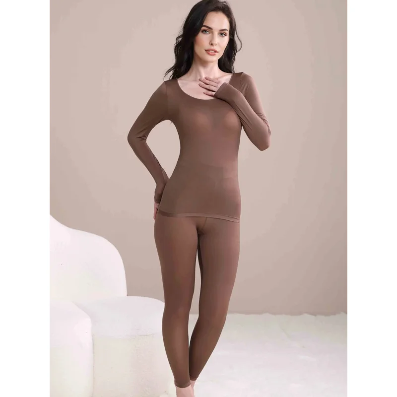 مجموعة حرارية للخريف والشتاء للنساء، بما في ذلك قمم وسراويل ضيقة بأكمام طويلة، وخفيفة الوزن بدون خياطة #2