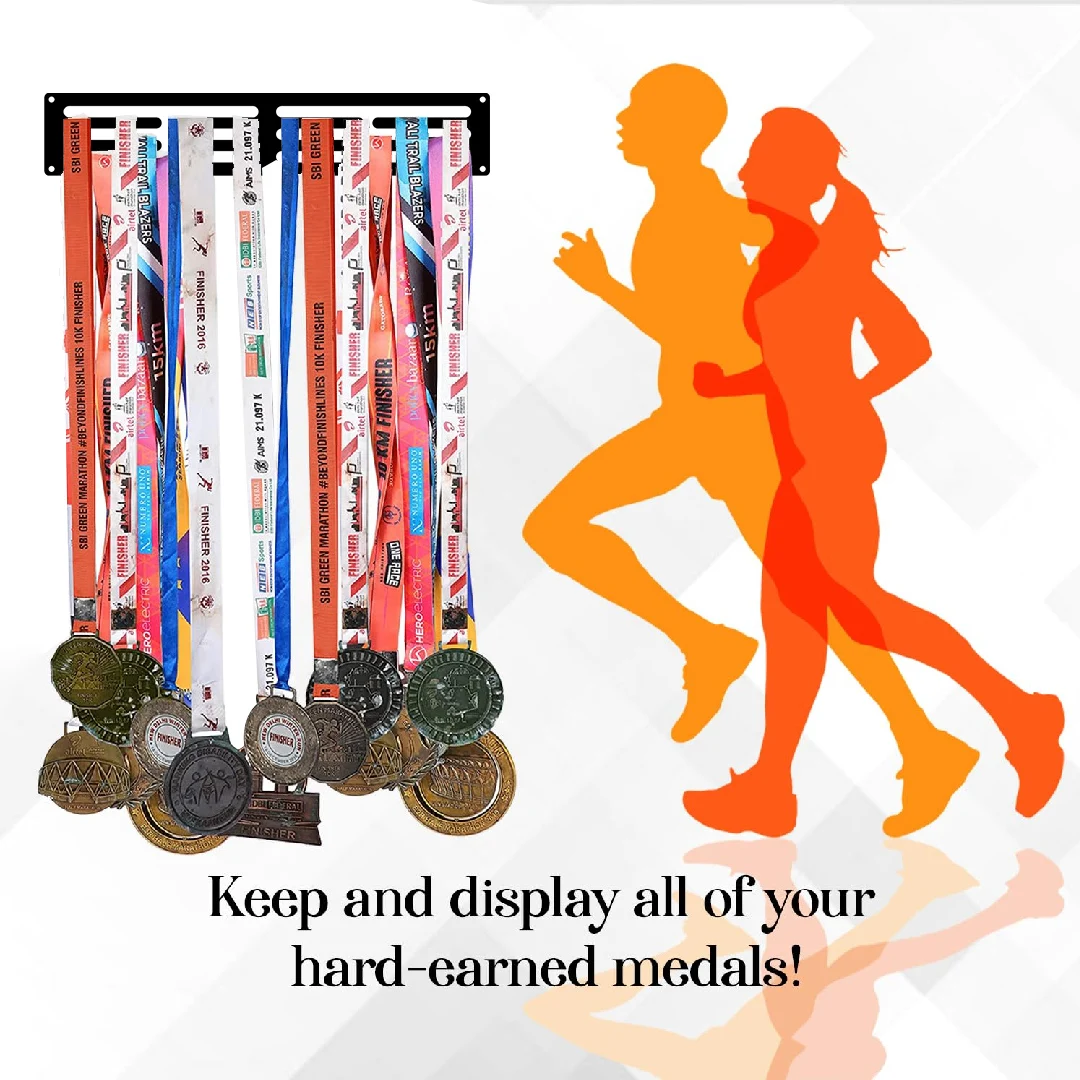 My Wall of Fame Medal Holder Display Hanger Rack,Sturdy Steel Metal,Wall Mounted Over 36 Medals Easy to Install