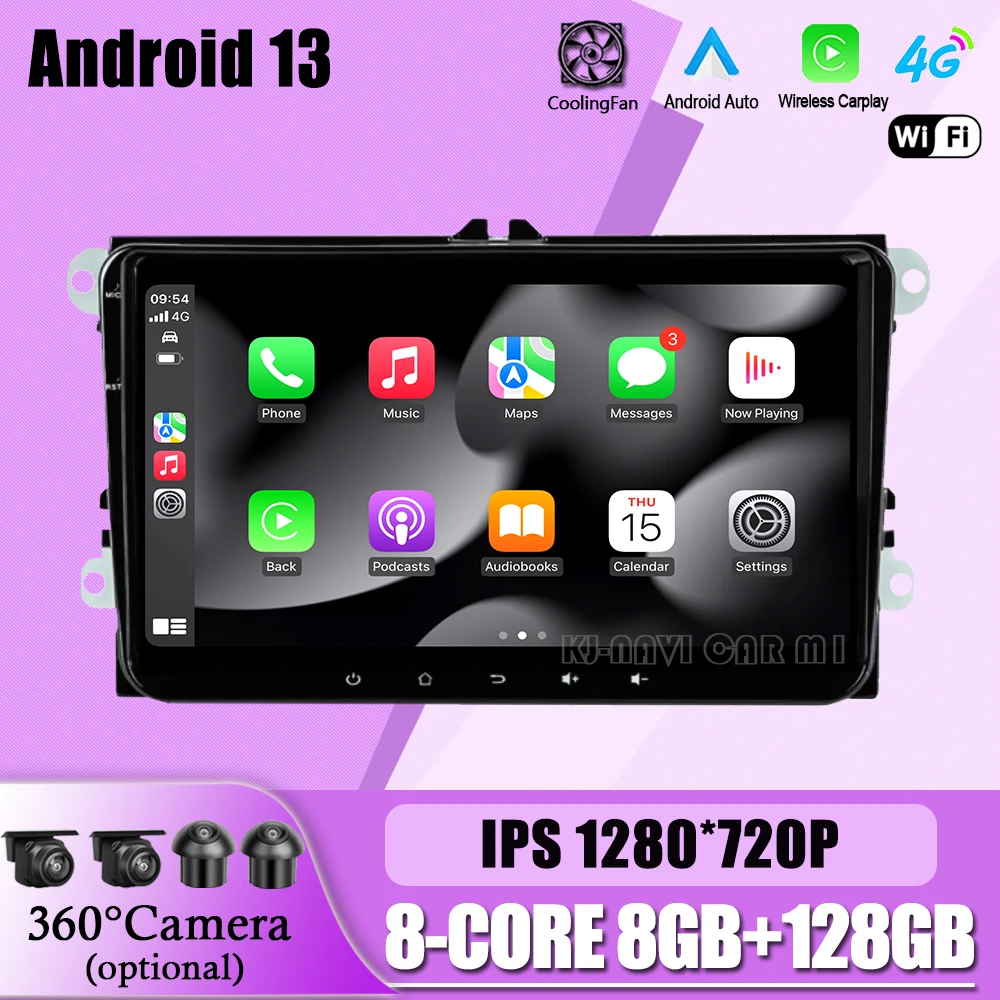 

9"Android 13 For VW / Volkswagen Golf/Polo Tiguan Passat b7 b6 SEAT leon Skoda Octavia Multimedia Navigation GPS Carplay