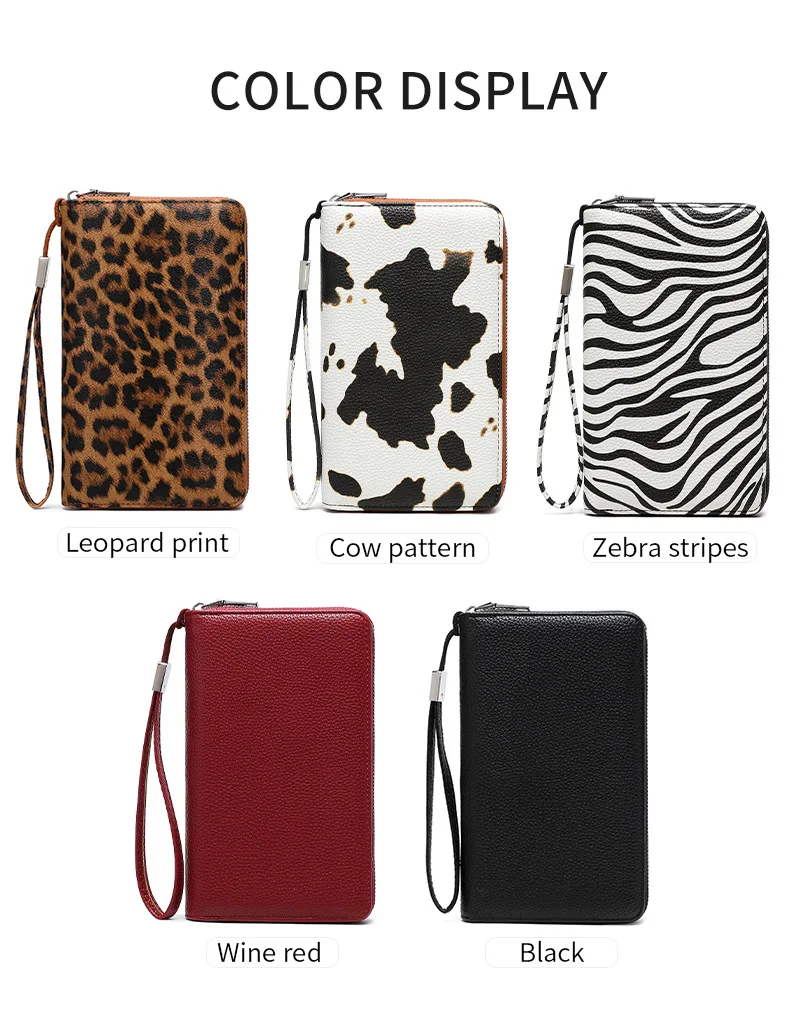 This RFID anti-theft swiping women's wallet features a large capacity, a lanyard, a hand-held multi-slot long wallet