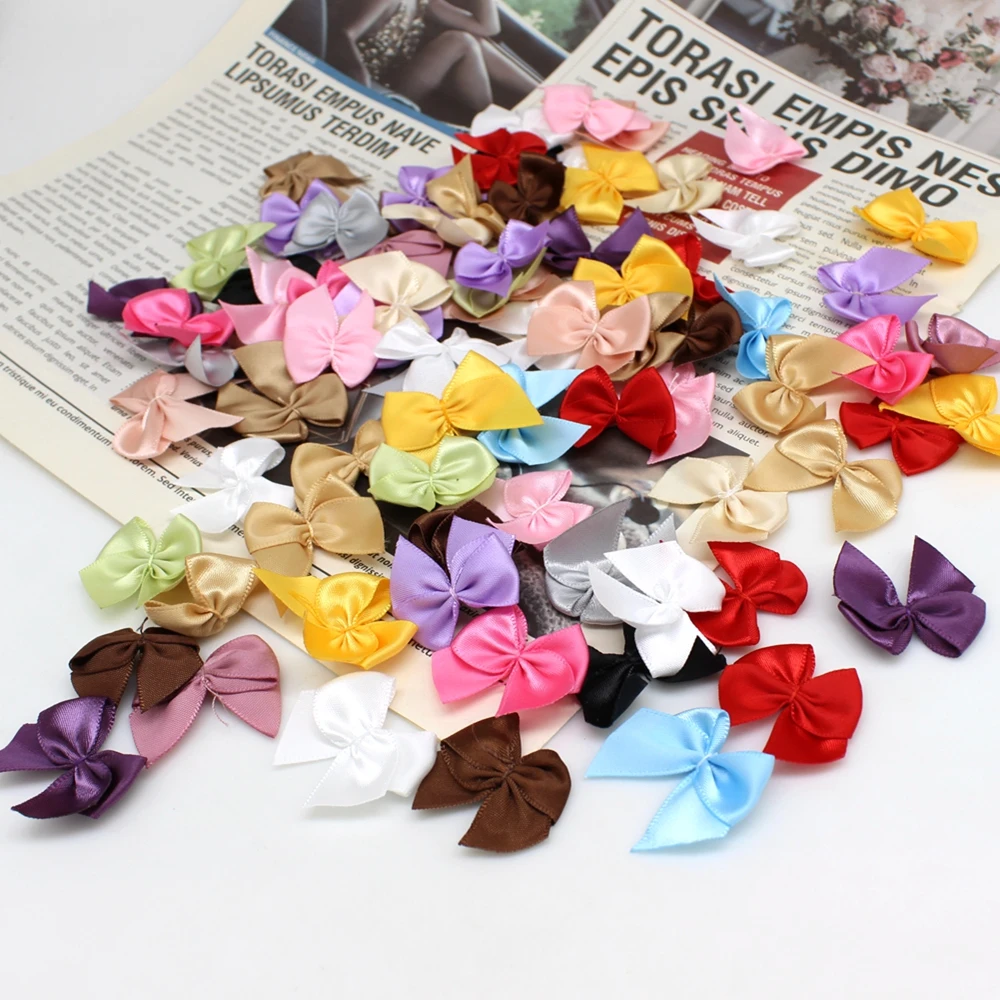 50Pcs Hand Satin Ribbon Bows Craft Supplie Wedding Party Decor Gift Packing Bowknots Sewing Headwear for Crafts DIY Christmas