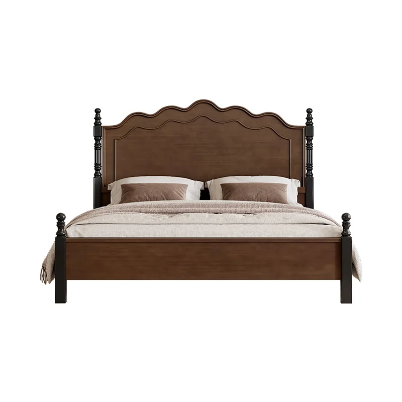 

American modern simple 1.5m 1.8m double medium ancient bed retro master bedroom light luxury wedding bed
