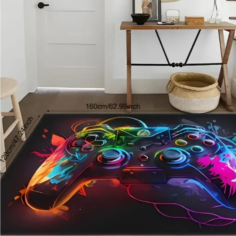 Flannel Floor Mat Player Carpet and Controller Design Game Room Pattern Floor Mat Gaming Player Atmosphere and Non Slip Mats