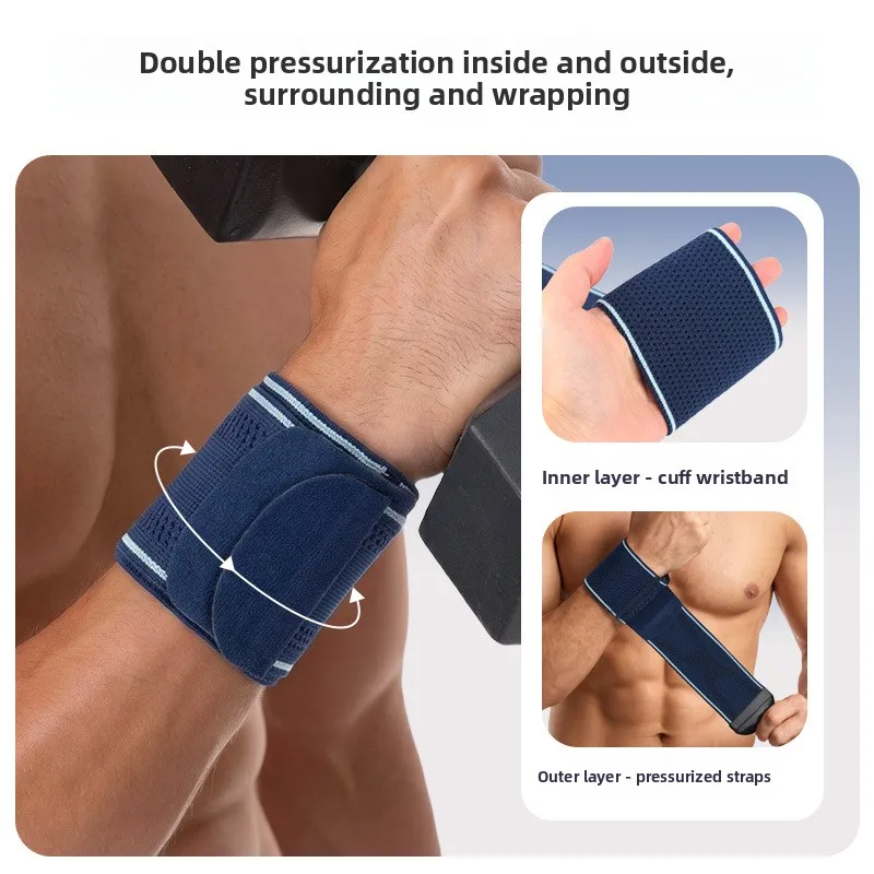 Men Women Breathable Knitted Compression Sports Wrist Guard Fixed Support for Basketball Badminton Fitness Training Wrap