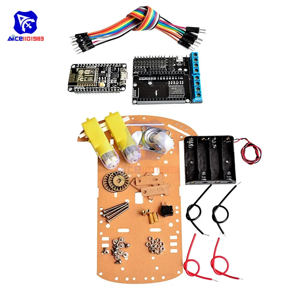 diymore 2WD RC Smart Car Chassis L293D Motor Shield ESP8266 ESP-12E WiFi Module Speed Encoder Education Learing Kit for Arduino