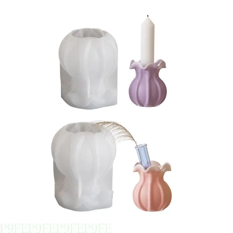 

Nonstick Silicone 3D Candlestick Mold for Handmade Gypsum Decorative Hydroponic Vase Base Christmas Crafting Kitchen Tools