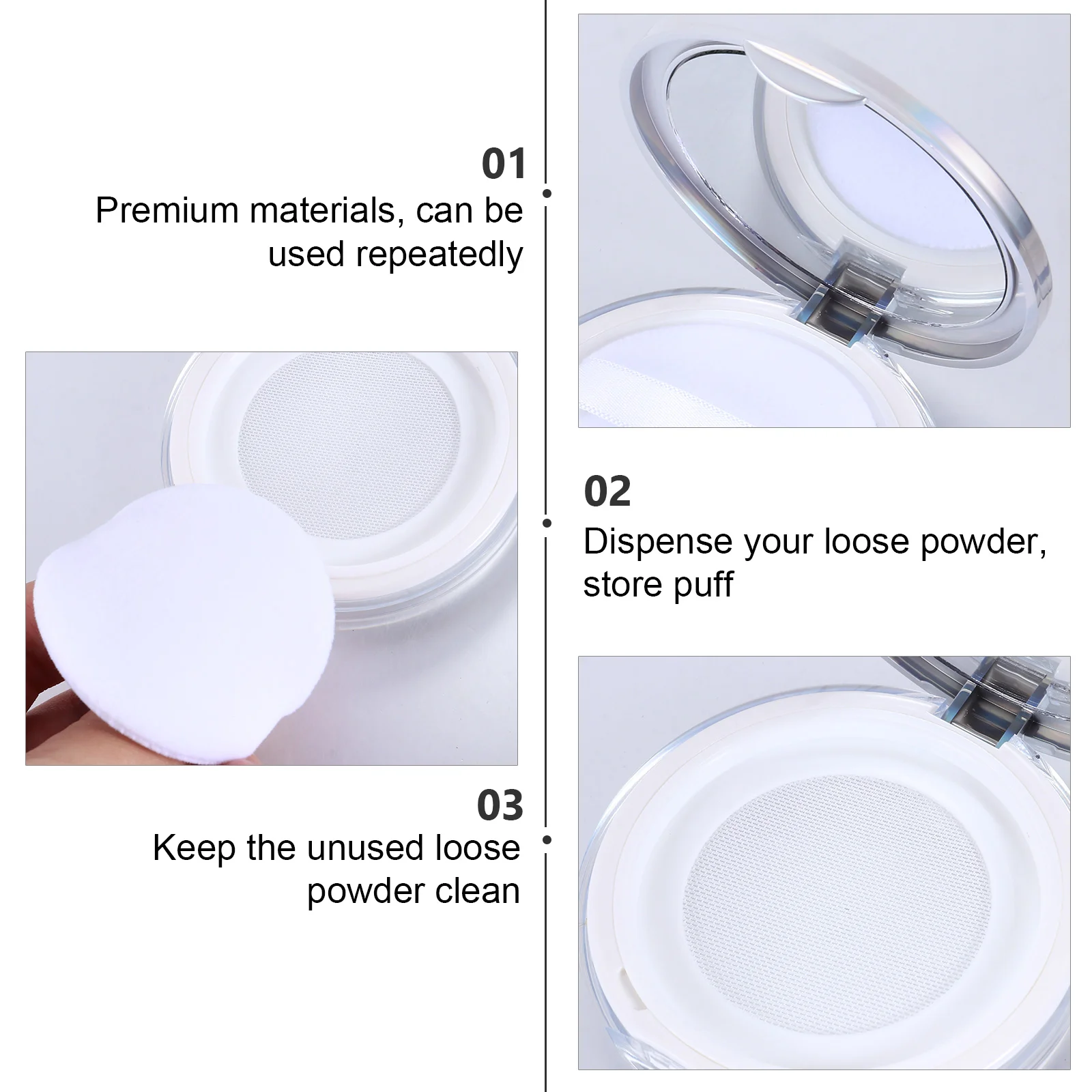 Travel Containers with Labels Loose Powder Box Sunscreen for Face Case Puff Bottle Plastic