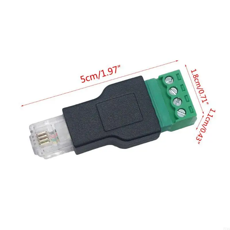 

77JA RJ11 to Screw Terminal Adapter 4P 4C Male to 4 Pin Screw Terminal Connector for Telephone, CCTV Wiring Coupler