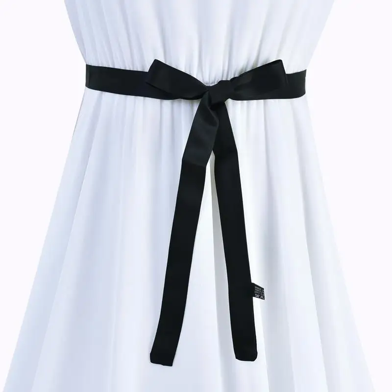 

Черный шелковый пояс-шарф для платья, декоративная лента для утяжки талии, аксессуар для юбки, тонкий шелковый шнурок-пояс