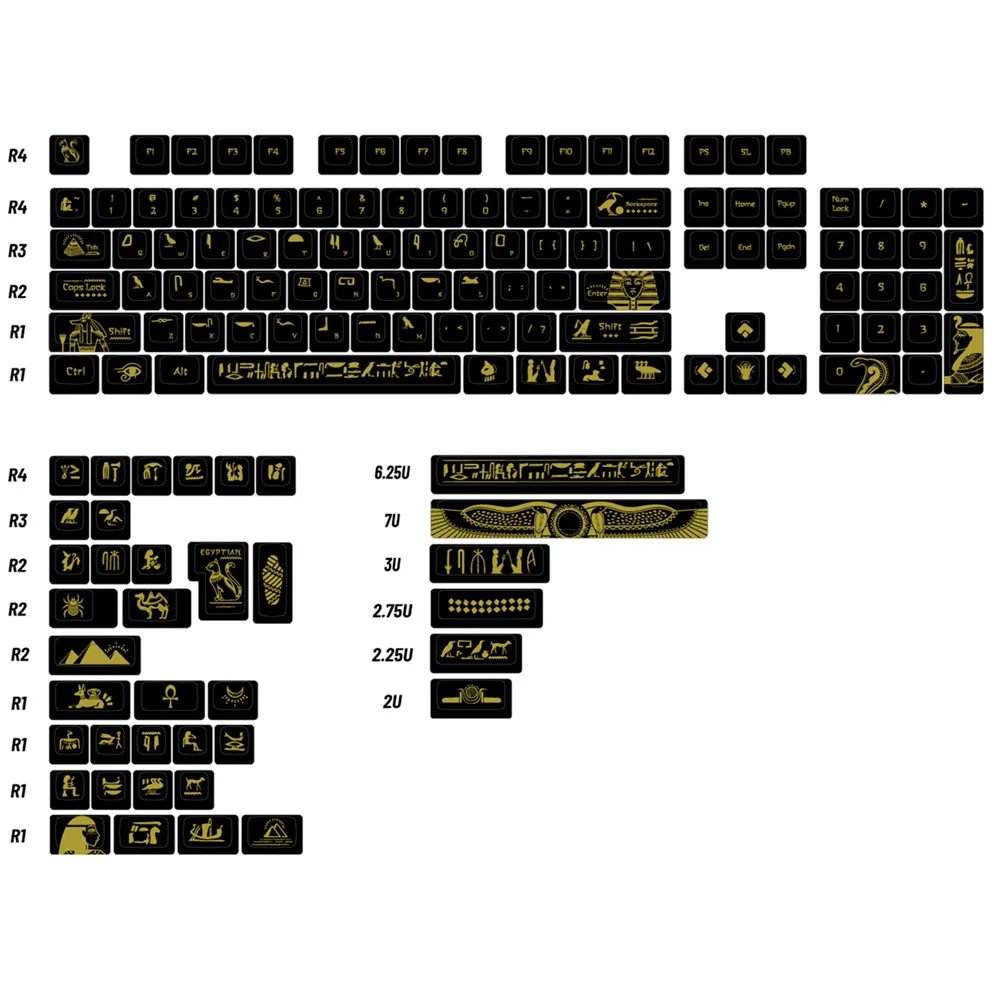 Toooh-メカニカルゲーミングキーボード,キーボードキャップ,pbt素材,チェリープロファイル,ブラック,ゴールドカラー,昇華,ansiレイアウト,142キー