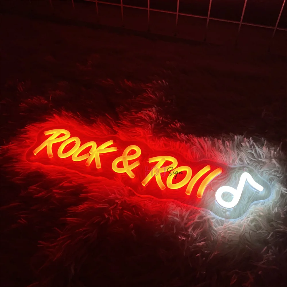 Rock And Roll LED Neon Signs for Party Bar Studio Music Neon Light Glowing Signs Studio LED Night Lights DJ Wall Decor Neon Lamp