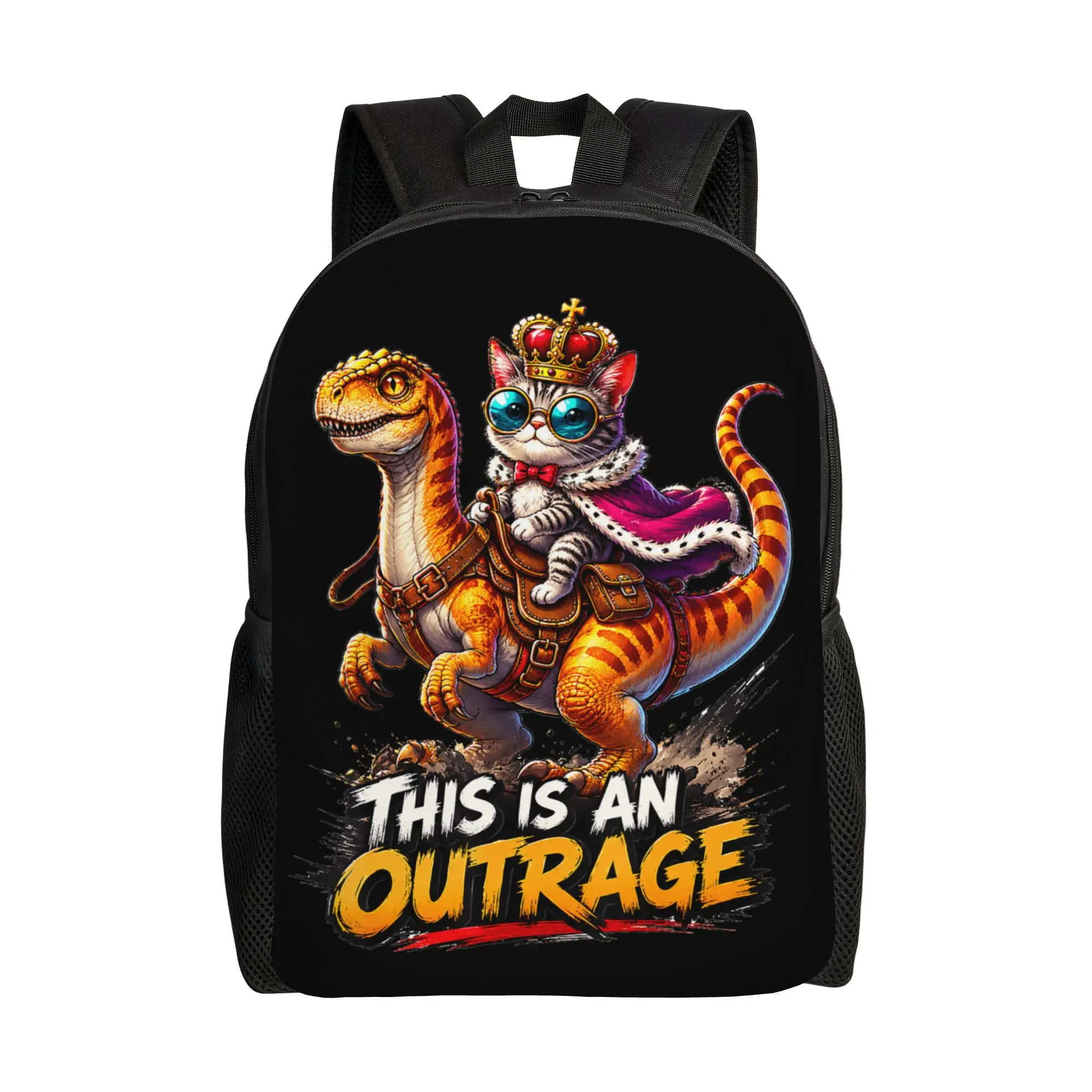 Princess Cat Donut Gold Backpack  College Backpacks Student Streetwear School Bags Designer Print Rucksack