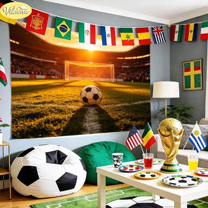 VIKAMA Fußball-Match-Wandteppich, Polyesterfaser, Wandbehang, Schlafzimmer, Wohnzimmer, Sport, Party, Dekoration, Heimdekoration