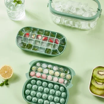 WORTHBUY 얼음 삽 포함 더블 레이어 아이스 큐브 트레이, 대용량 얼음 보관함, 아이스볼 몰드, 아이스 큐브 몰드 메이커, 바 도구 